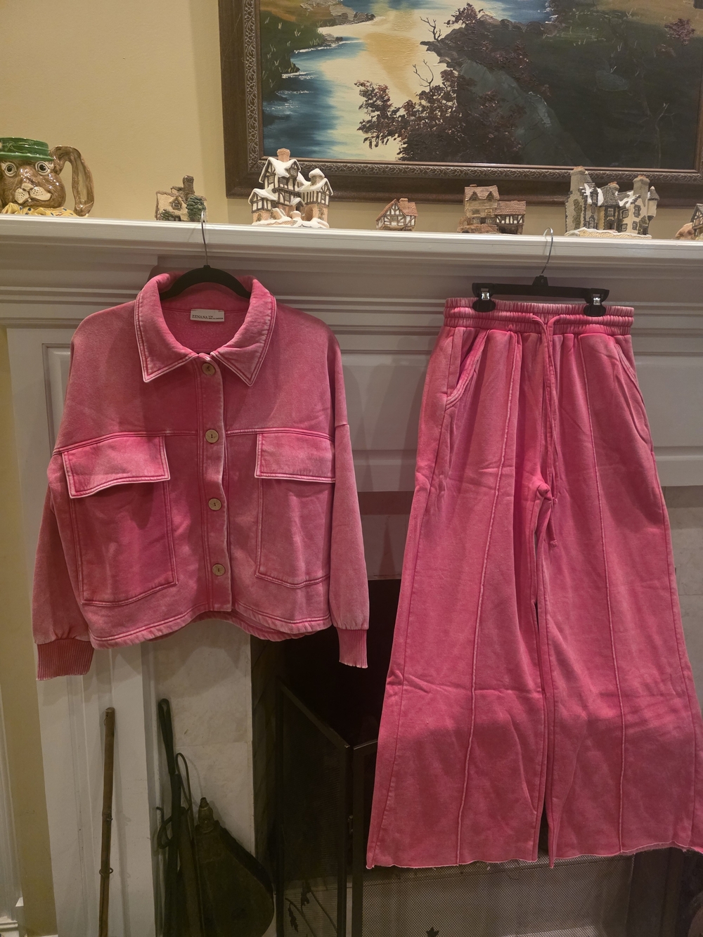 Zenana Outfitters Pink Wide-Leg Two-Piece Set